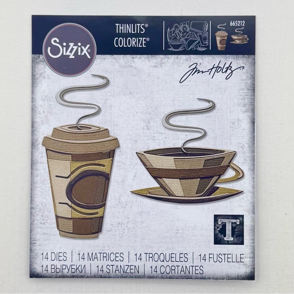 Tim Holtz Sizzix Thinlits Colorize Cafe Coffee Dies 665212 Yr. 2020